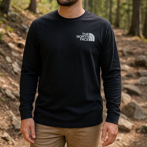 The North Face Redbox Logo Long Sleeve T-Shirt Faded Black L - Picture 1 of 8